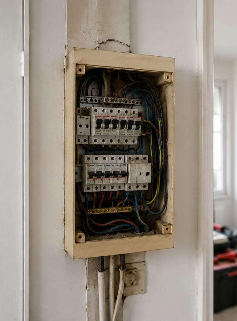 Ancien tableau électrique avant intervention